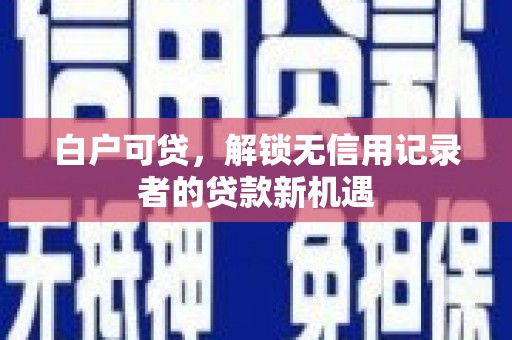 铁东白户可贷，解锁无信用记录者的贷款新机遇