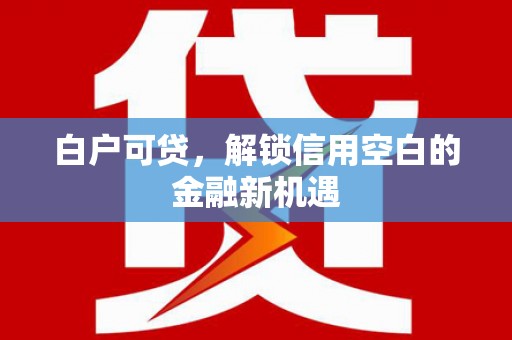 铁东白户可贷，解锁信用空白的金融新机遇