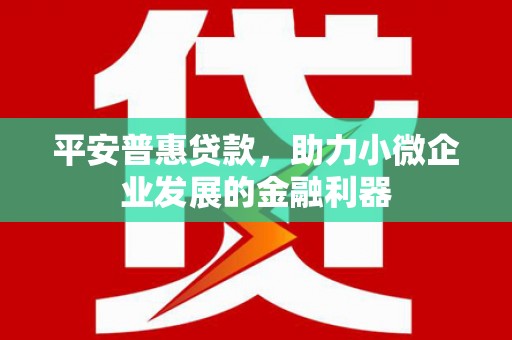 铁东平安普惠贷款，助力小微企业发展的金融利器
