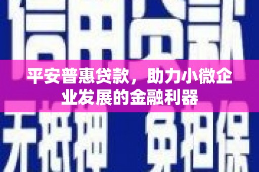 铁东平安普惠贷款，助力小微企业发展的金融利器