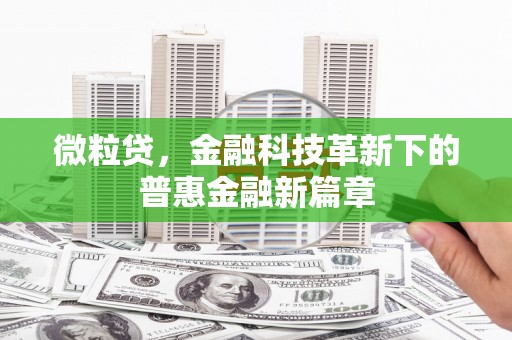 铁东微粒贷，金融科技革新下的普惠金融新篇章